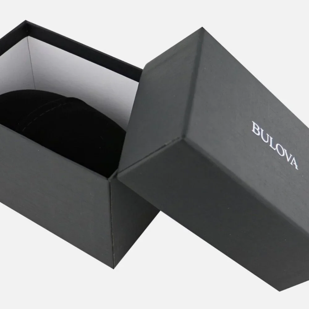 Bulova Men's Crystal Quartz Gemmed Black Stainless Steel Watch 40 MM